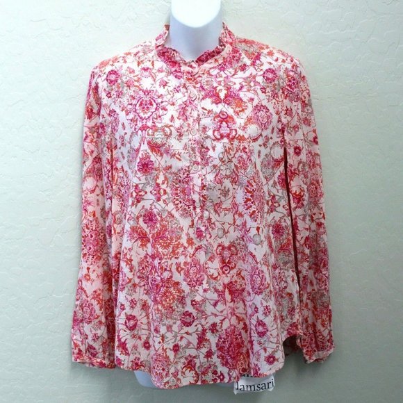 Rebecca Taylor Floral Ruffle Long Sleeve Dreamweaver Voile Blouse Size 6 - Picture 1 of 8